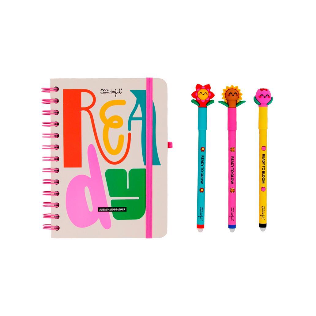 Agenda 2026-2027 com 3 Esferógraficas Ready | Mr. Wonderful