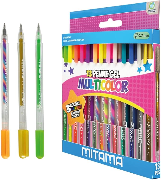 Mitama Bolígrafos de Gel Multicolor Caja de 13 unidades