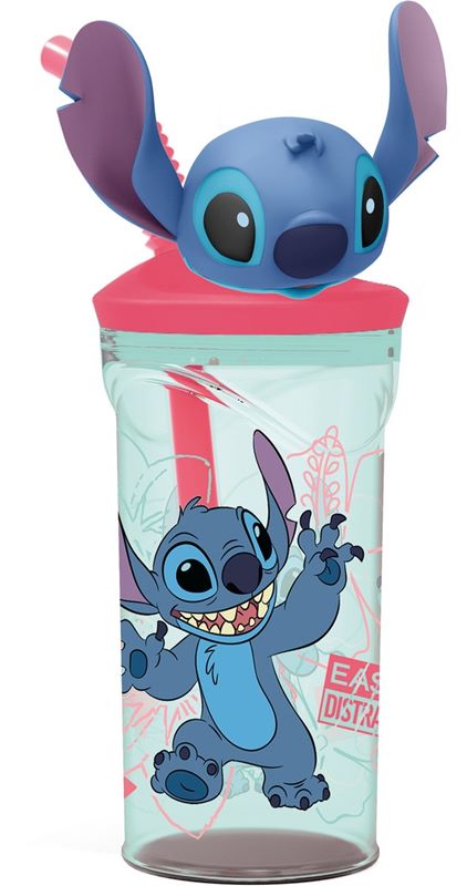 Copo com Palinha e Tampa 3D Stitch