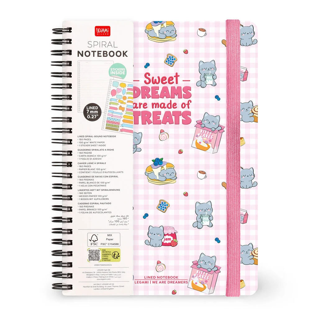 Caderno Espiral Pautado A5 Kitty - Gato | Legami