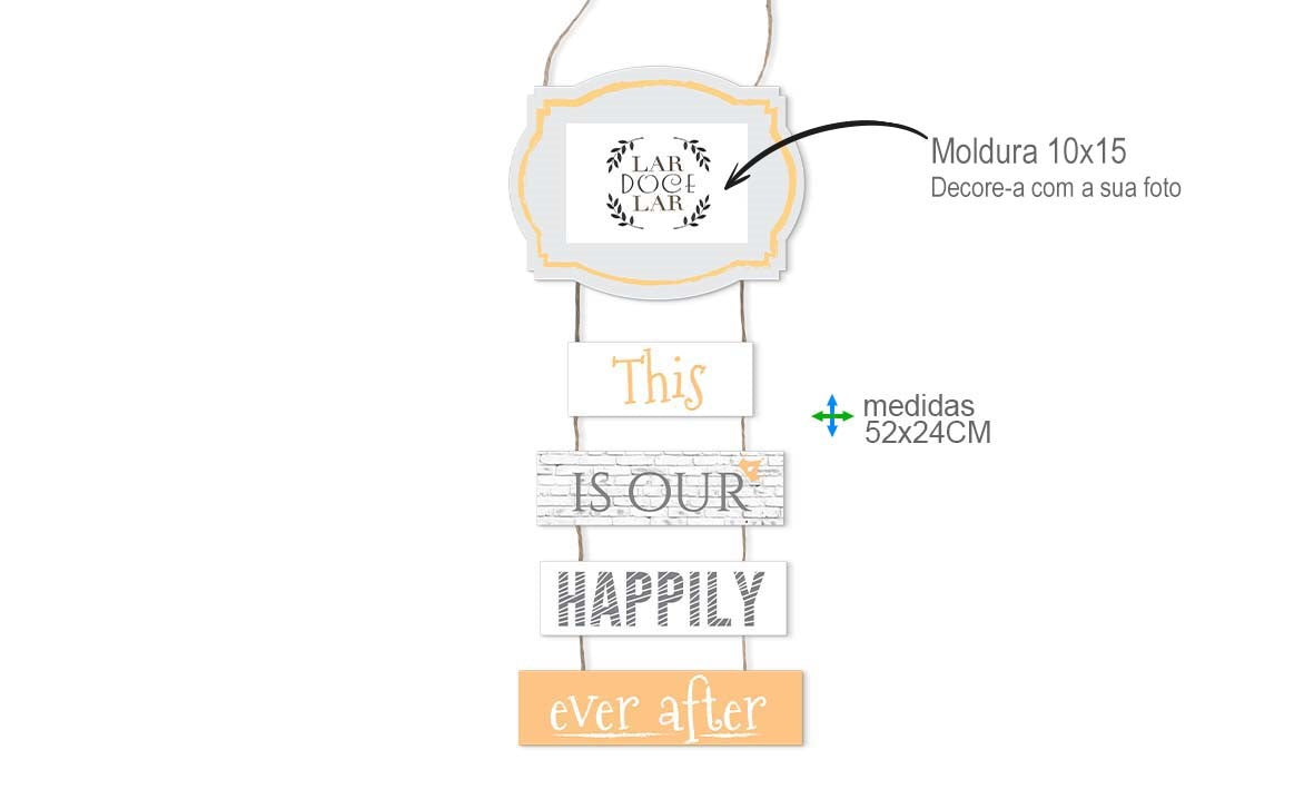 Placa Decorativa "This Is Our Happily Ever After" c/ Moldura Ref.74020