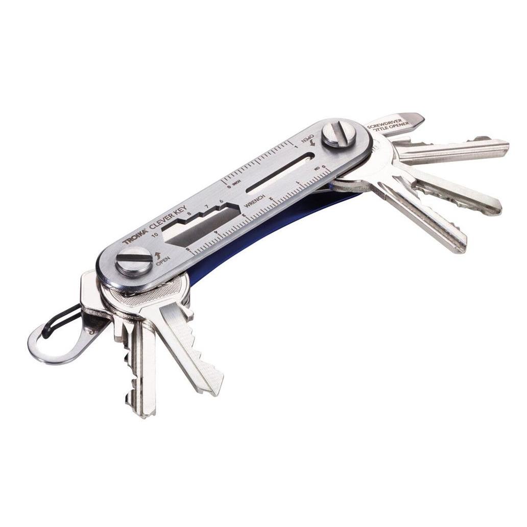 Troika Organizador Para Llaves En Acero Inoxidable Multifunción 'Troika Clever Key' - Azul Y Plateado