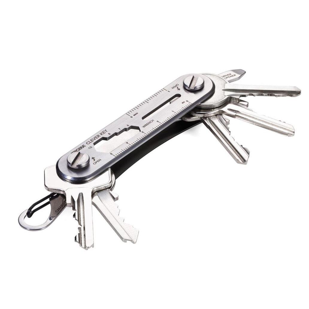 Troika Organizador Para Llaves En Acero Inoxidable Multifunción 'Troika Clever Key' - Titanio Y Plateado