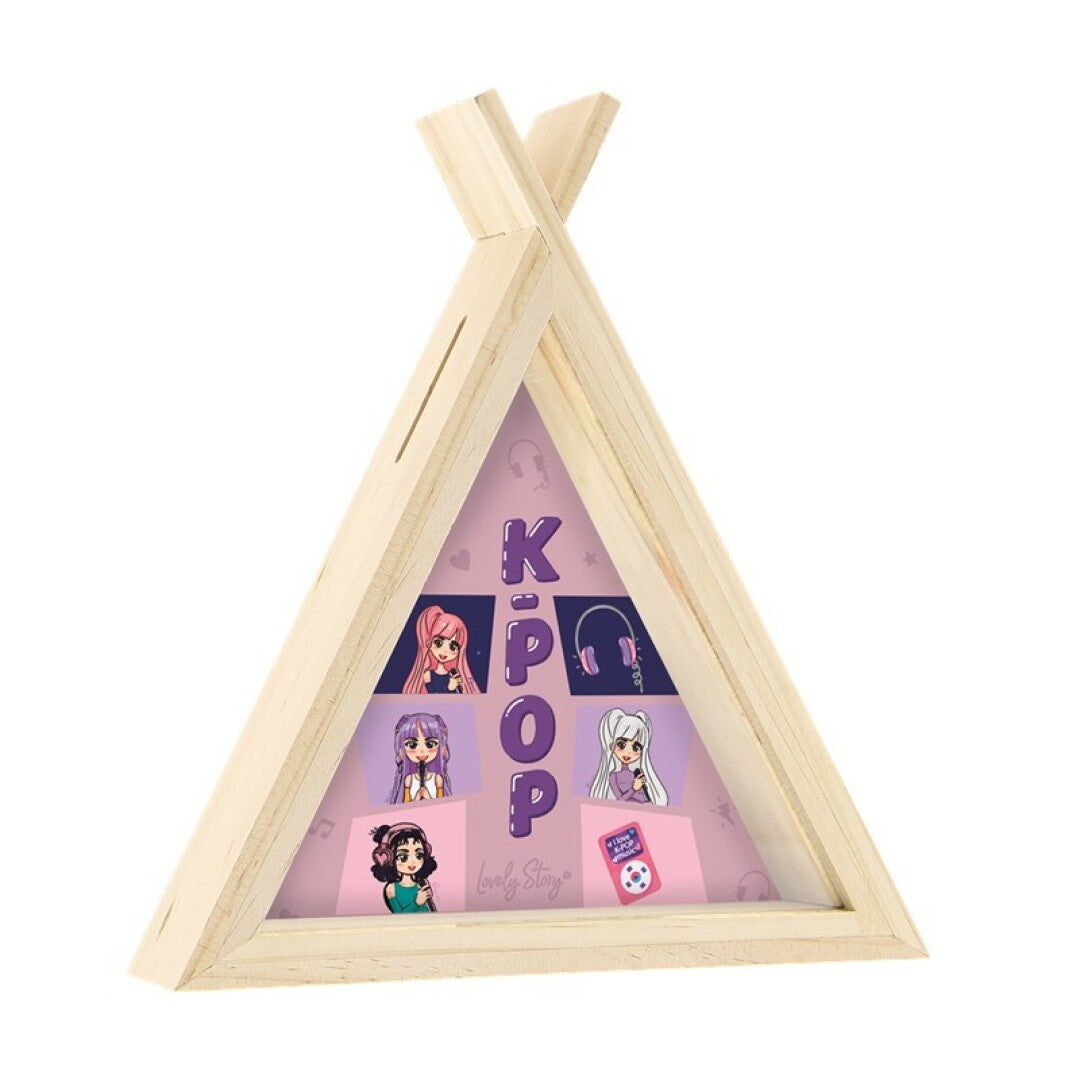 Hucha de Madera K-POP Rosa | Lovely Story