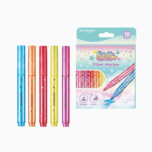 Marcadores de Fieltro con Purpurina 10 Colores | Keyroad