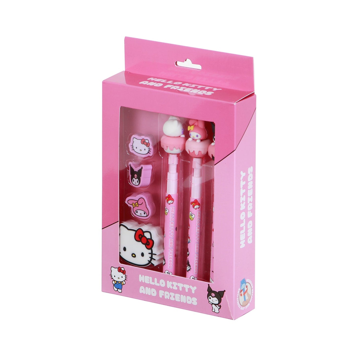 Hello Kitty Mix-Pack 3 Lápis Eternal + 3 Borrachas + Apontador Rosa | Karactermania