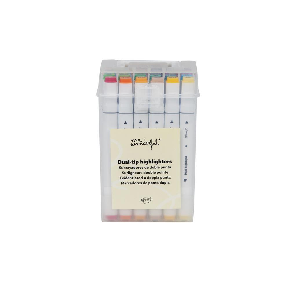 Mr Wonderful Set de 24 Rotuladores de Doble Punta - Dual Highlight