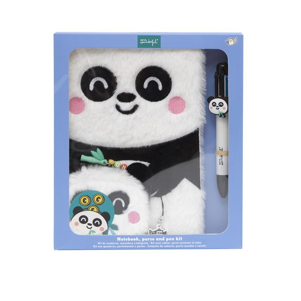 Mr Wonderful Set de Cuaderno A5 + Monedero + Bolígrafo Borrable - Panda