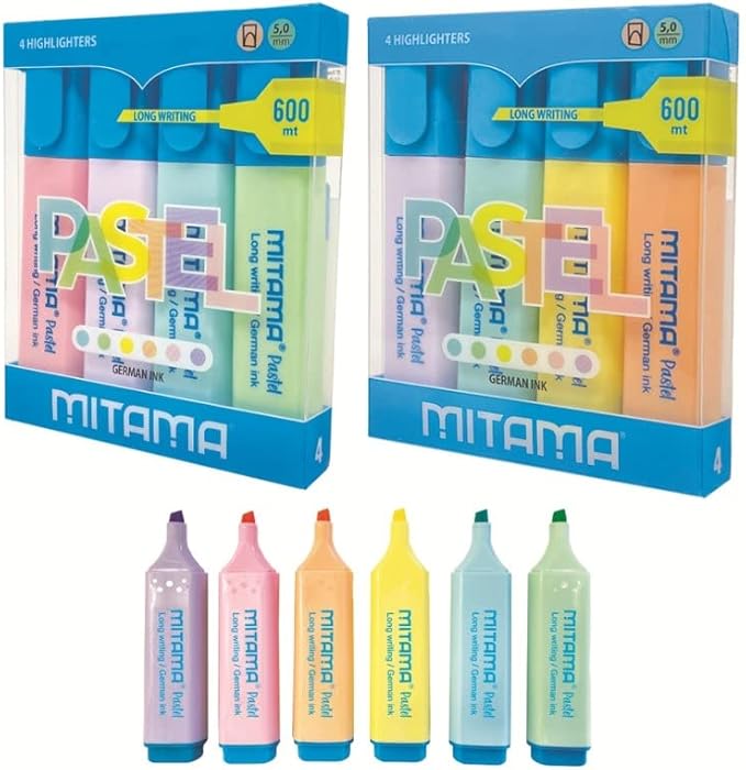 Conjunto caixa de 4 Sublinhadores Pastel | Mitama