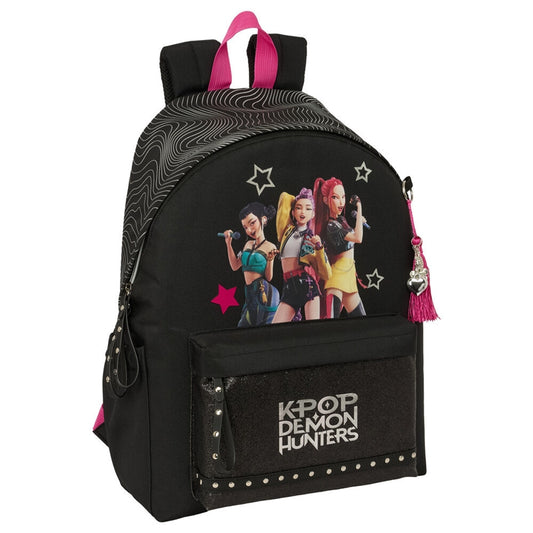Mochila K-POP Demon Hunters Preta e Rosa Safta