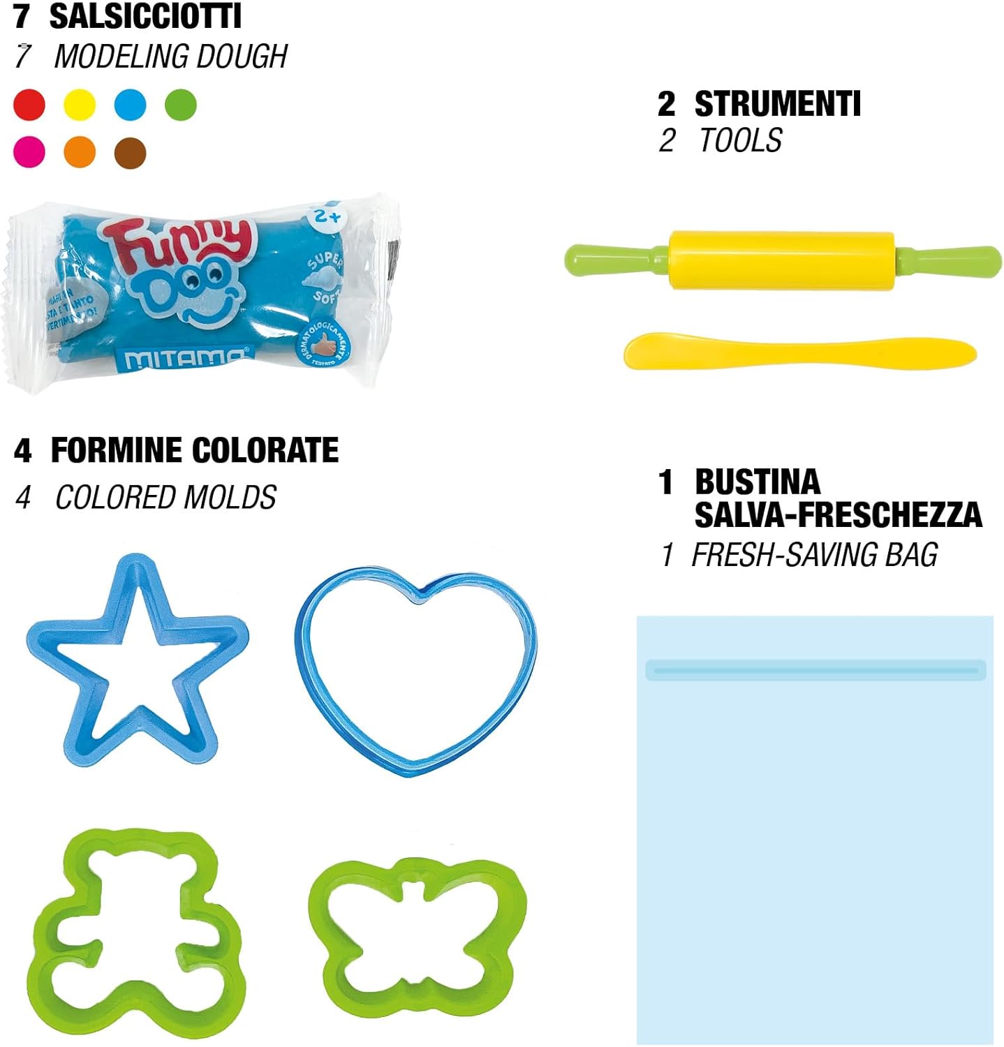 Kit Pasta Modelar Funny Doo Happy Bag 14pcs
