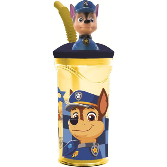 Copo com Palinha e Tampa 3D Patrulha Pata