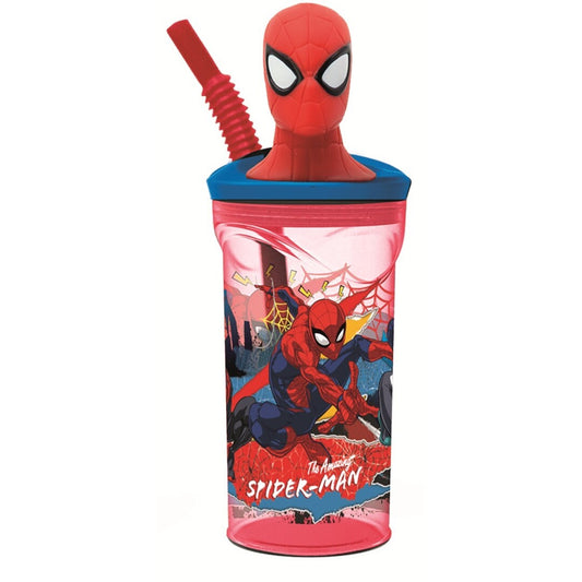 Spider-man Copo Com Palinha e Tampa 3D