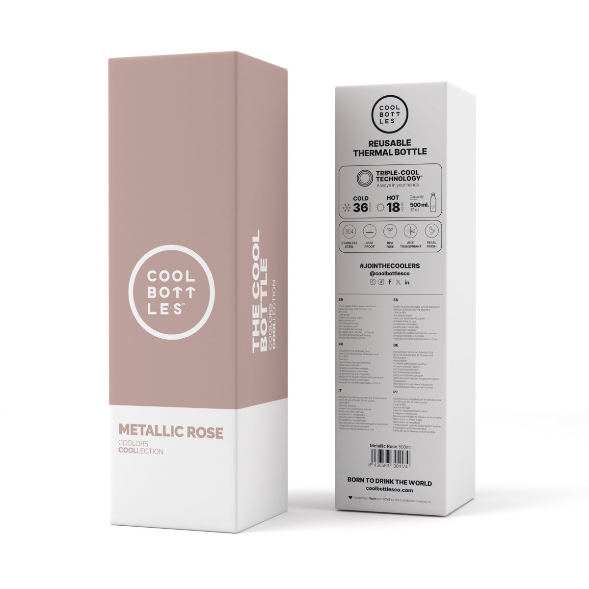 Botella Termo Cool Bottles Metallic Rose 500Ml