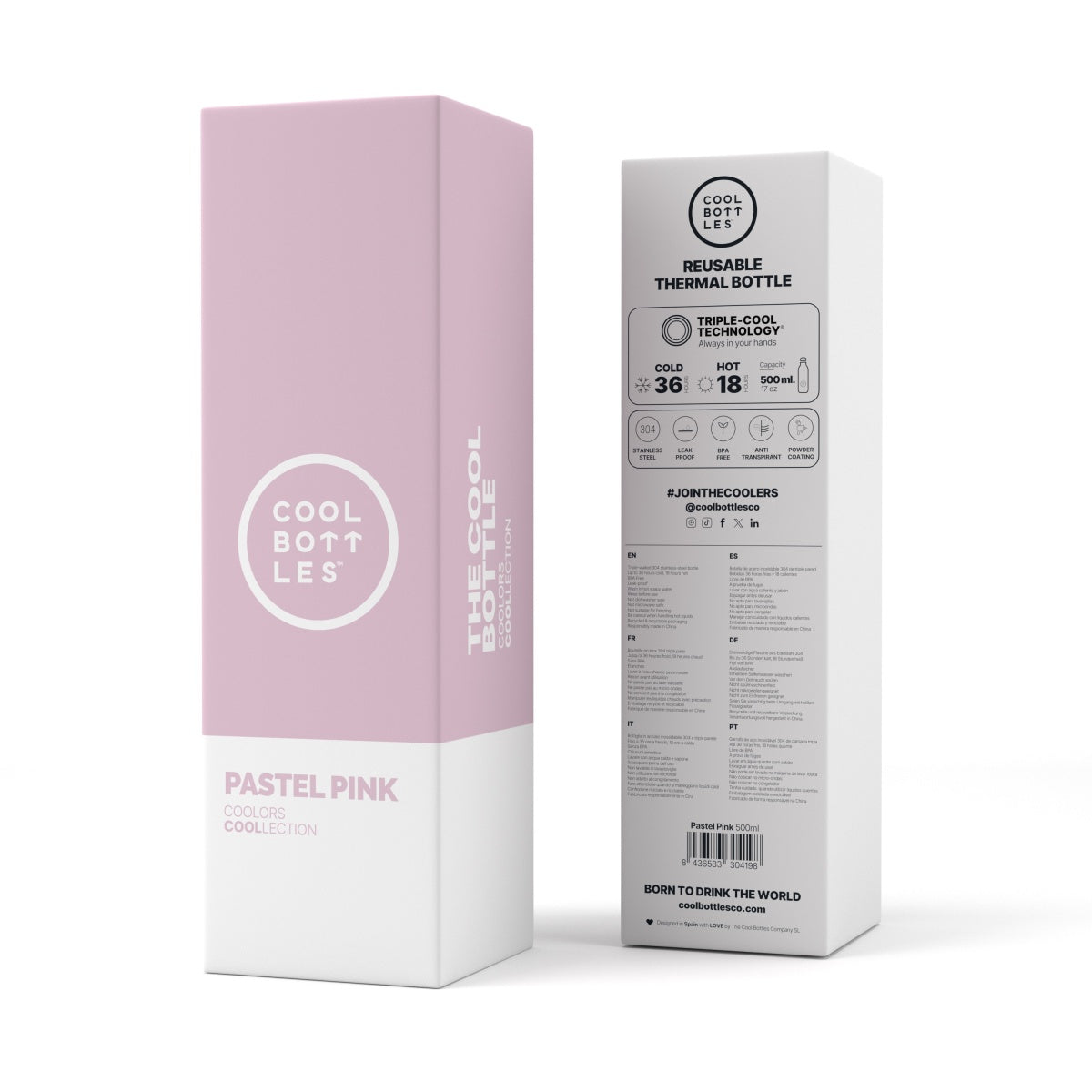 Garrafa Térmica Cool Bottles Pastel Pink 500 ml