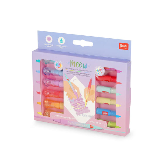 Set 6 Marcadores Doble Punta Meow | Legami