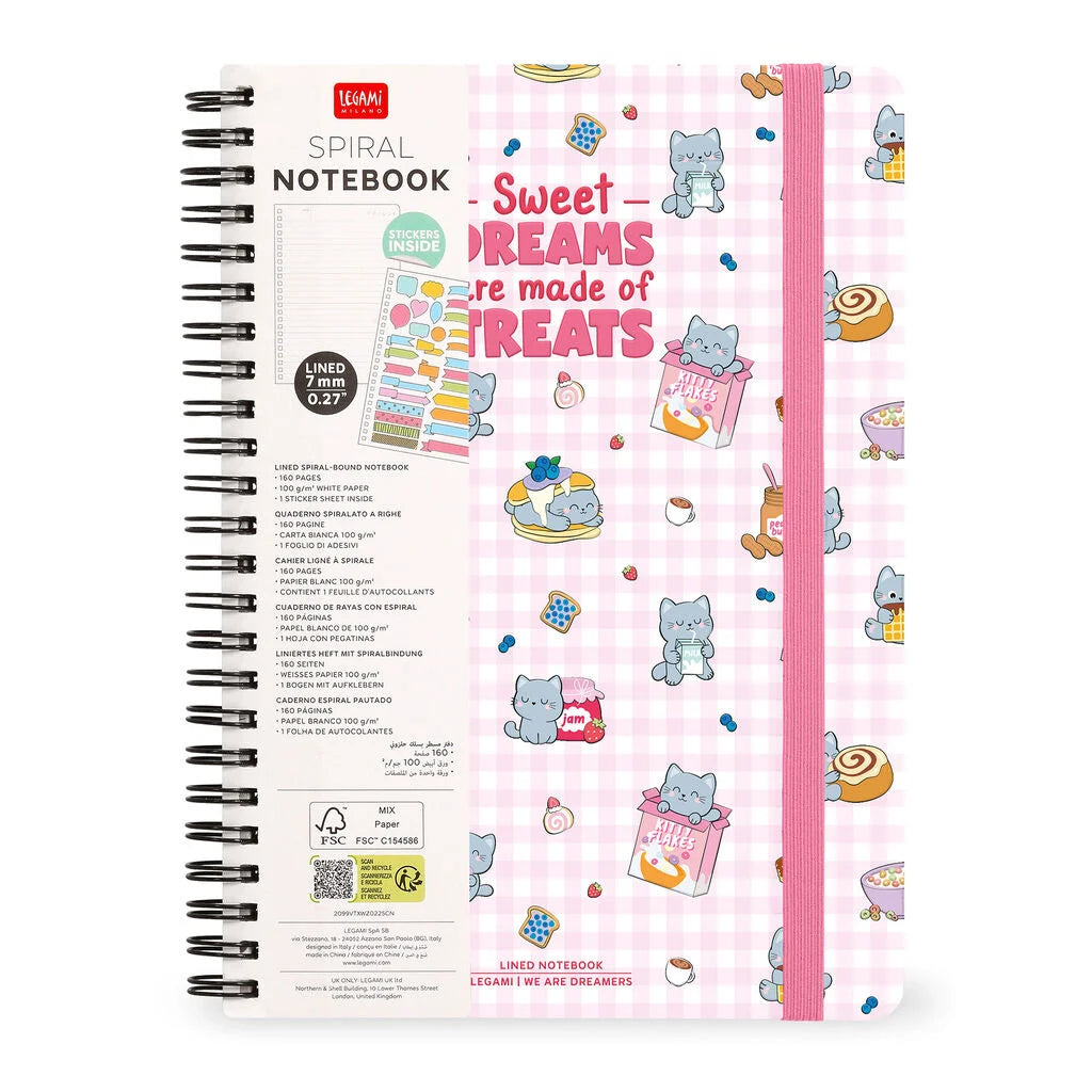 Caderno Espiral Pautado A4 Kitty - Gato | Legami