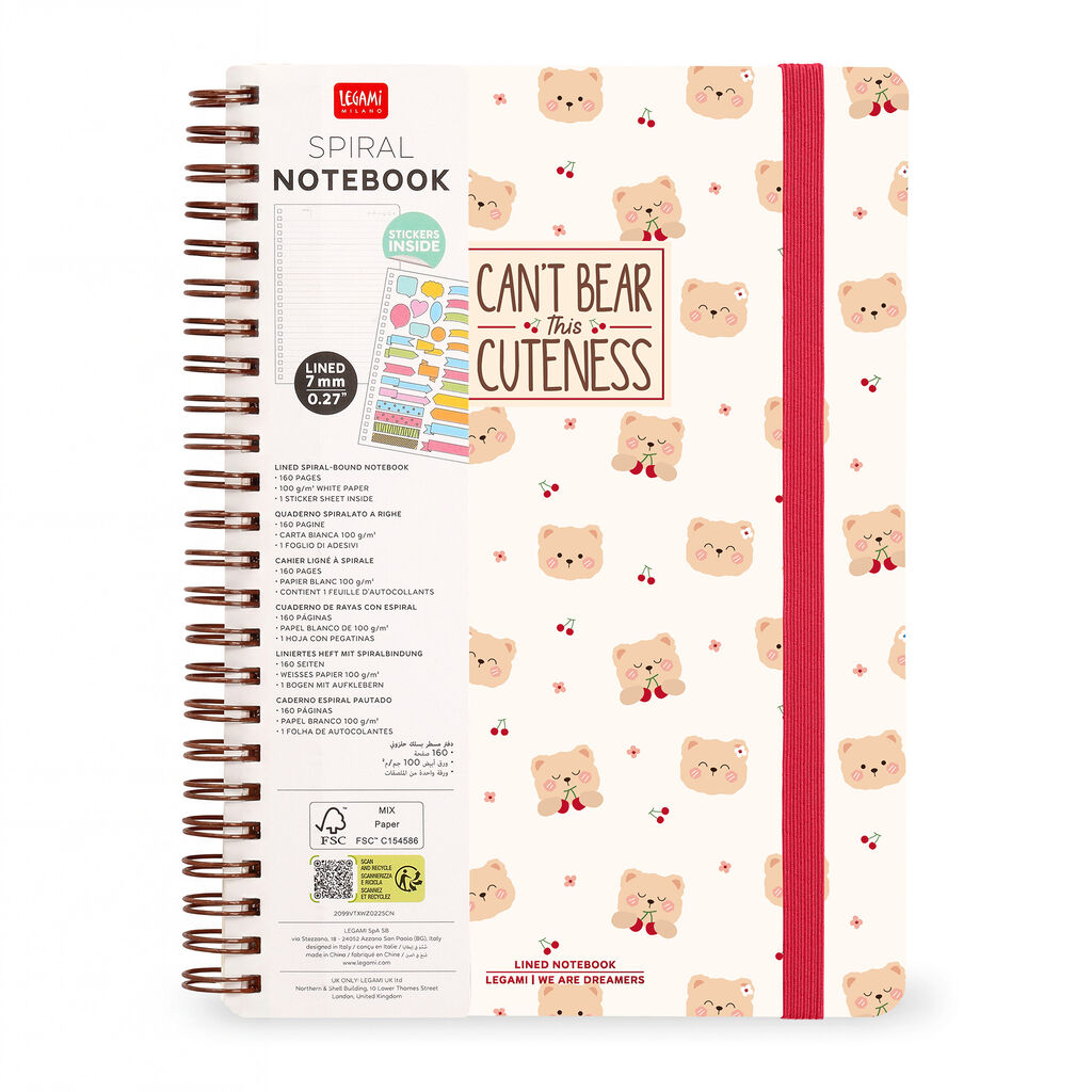 Caderno Espiral Pautado A4 Teddy Bear – Urso | Legami