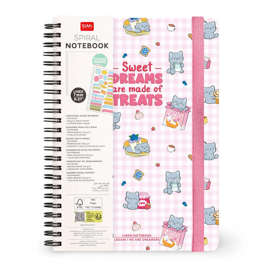 Caderno Espiral Pautado A5 Kitty - Gato | Legami