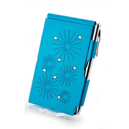 Troika Flip Notes® + stylo en aluminium et brillants 'Glitz Bright Blue' - Bleu