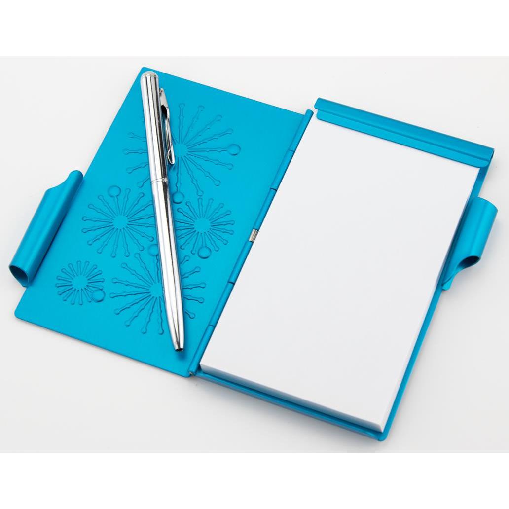 Troika Flip Notes® + Bolígrafo de aluminio con brillantes 'Glitz Bright Blue' - Azul
