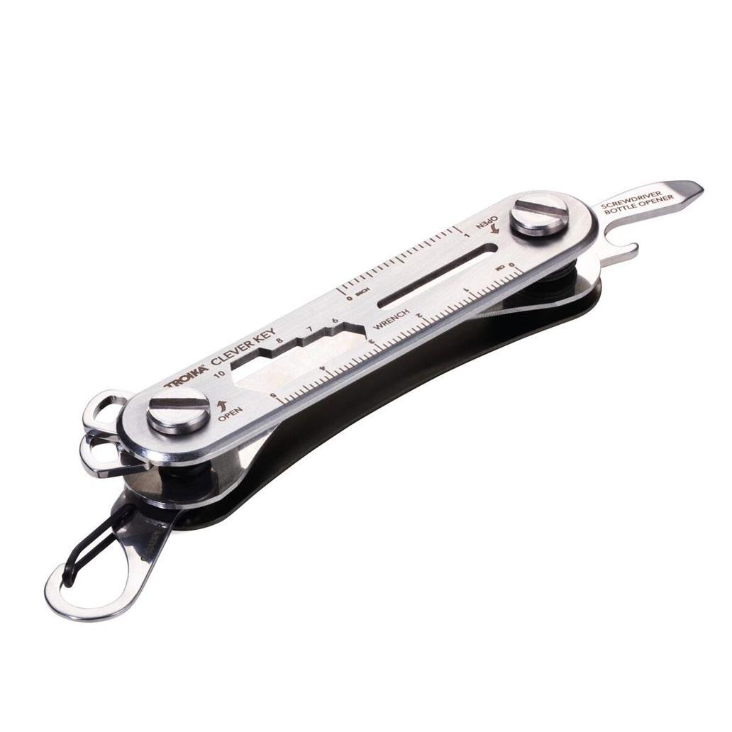 Troika Organizador Para Llaves En Acero Inoxidable Multifunción 'Troika Clever Key' - Titanio Y Plateado