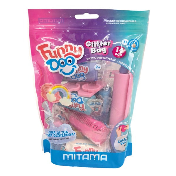 Kit Pasta Modelar Funny Doo Glitter bag 14pcs