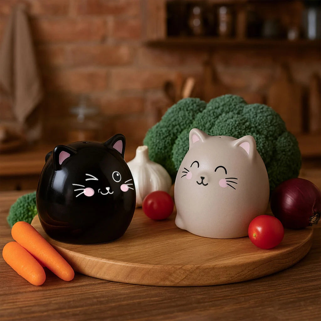 Legami conjunto de sal e de pimenta em cerâmica modelo gatos