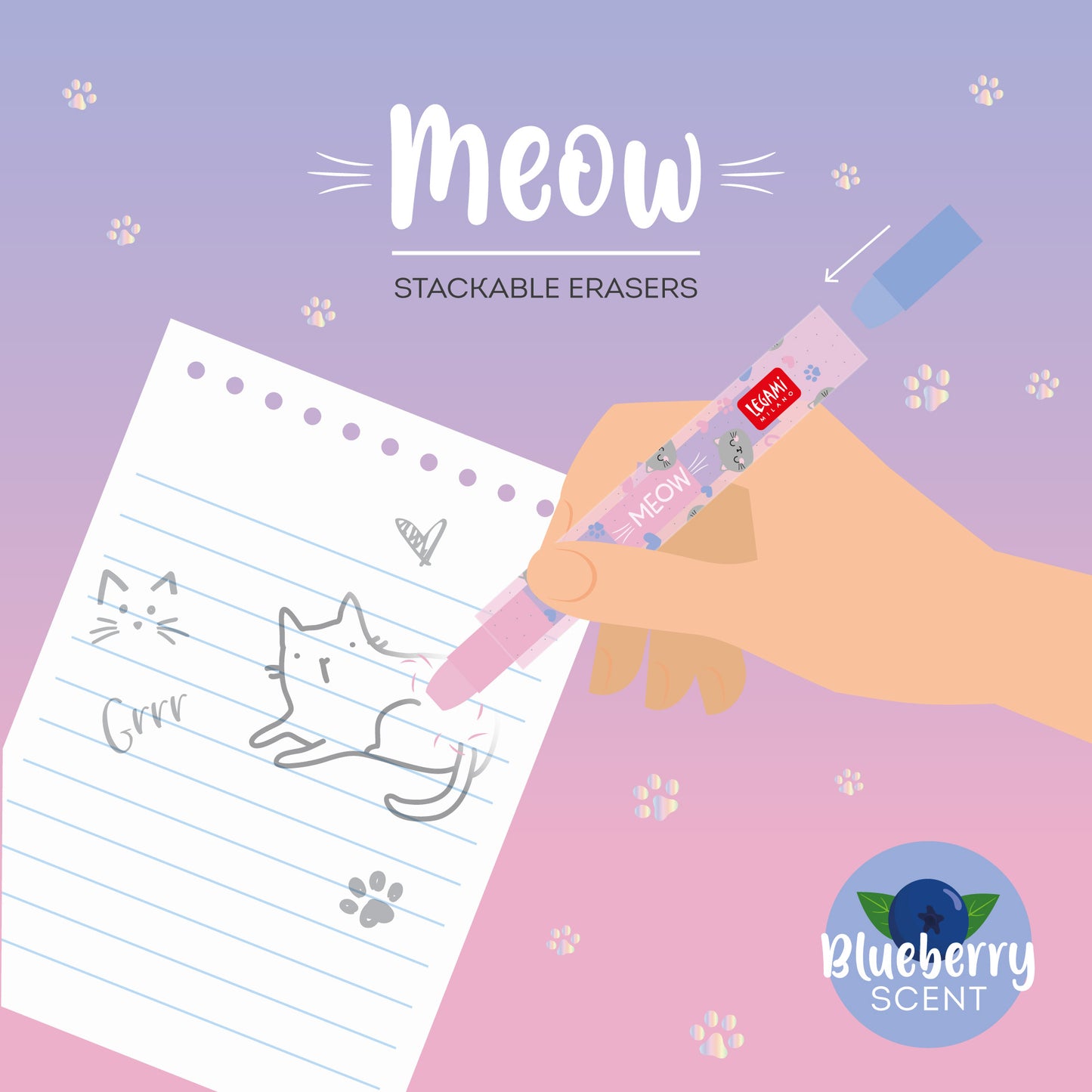 Gomas de borrar apilables con olor a gato Kitty | Legami